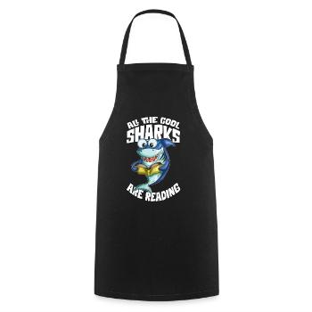 Shark Lit Livre Rat de livre Fan de livre Shark Lovers - Tablier de cuisine - noir - Devant - AI Model Male 185 dark (185cm)