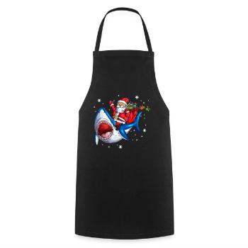 Santa Claus with Shark Bring Gifts X Mas Shark - Cooking Apron - black - Front - AI Model Male 185 dark (185cm)