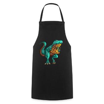 Pizza T-Rex Fastfood Fan Dinosaur Lover - Cooking Apron - black - Front - AI Model Male 185 dark (185cm)