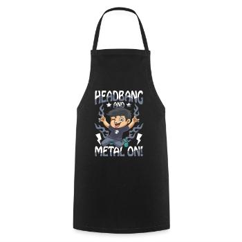 Headbang And Metal On für einen Schüler und Jungs - Kochschürze - Schwarz - Vorne - AI Model Male 185 dark (185cm)
