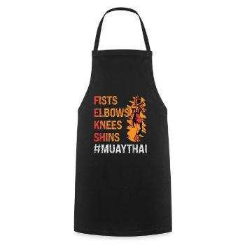 Muay Thai Fists Elbows Knees Shins Fighter Boxing - Cooking Apron - black - Front - AI Model Male 185 dark (185cm)