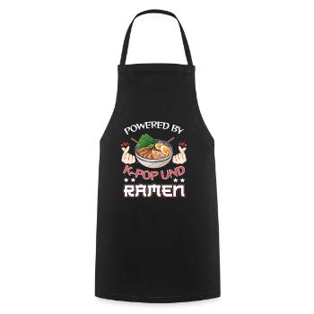 Powered by K-Pop und Ramen Nudelsuppe Musik K-Pop - Kochschürze - Schwarz - Vorne - AI Model Male 185 dark (185cm)