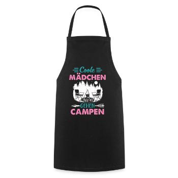 Coole Mädchen Gehen Campen Camper Zelten Camping - Kochschürze - Schwarz - Vorne - AI Model Male 185 dark (185cm)