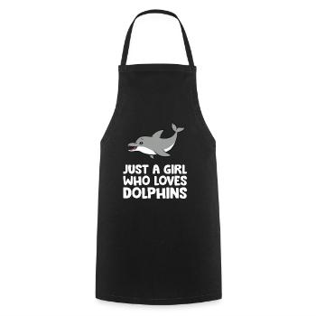 Just a Girl Who Loves Dolphins Funny Bottlenose - Cooking Apron - black - Front - AI Model Male 185 dark (185cm)