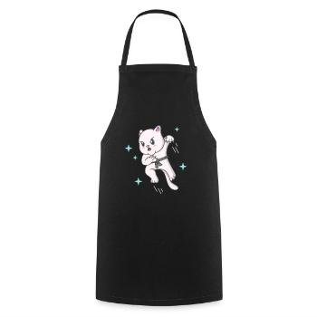 Kawaii Cat Ninja Kitten Fighter Karate - Cooking Apron - black - Front - AI Model Male 185 dark (185cm)