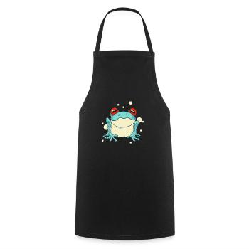 Trippy Frog Cottagecore Aesthetics Funny Amphibian - Cooking Apron - black - Front - AI Model Male 185 dark (185cm)