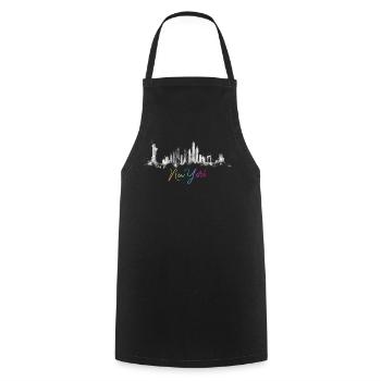 Urban Skyline Watercolor Design New York NYC - Cooking Apron - black - Front - AI Model Male 185 dark (185cm)