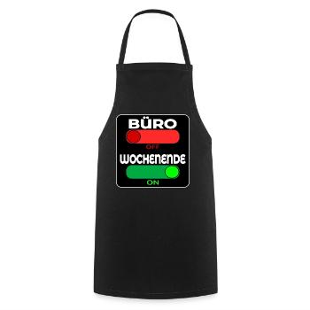 BÜRO OFF - WOCHENENDE ON - SPRÜCHE - Kochschürze - Schwarz - Vorne - AI Model Male 185 dark (185cm)