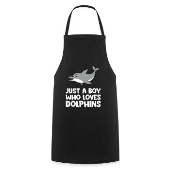Just a Boy Who Loves Dolphins Funny Bottlenose - Cooking Apron - black - Front - AI Model Male 185 dark (185cm)