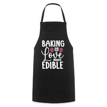 Baker Baking Is Love Made Edible Bakery Cake Bake - Cooking Apron - black - Front - AI Model Male 185 dark (185cm)