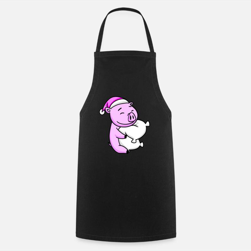Cochon avec oreiller et bonnet de couchage - Tablier de cuisine - noir