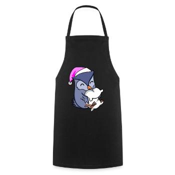 Owl with pillow and sleeping cap - Cooking Apron - black - Front - AI Model Male 185 dark (185cm)