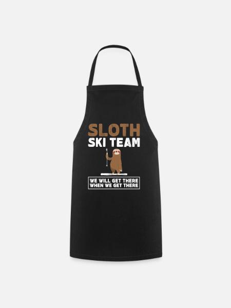 Faultier Ski Team Lustiger Skifahrer Spruch - Kochschürze - Schwarz