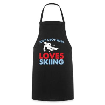 Nur Ein Junge Der Skifahren Liebt - Skifahrer - Kochschürze - Schwarz - Vorne - AI Model Male 185 dark (185cm)