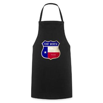 Fort Worth Texas Crest Flag Design - Cooking Apron - black - Front - AI Model Male 185 dark (185cm)