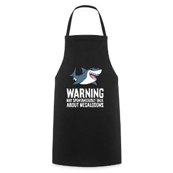 Warning May Spontaneously Talk About Megalodons - Cooking Apron - black - Front - AI Model Male 185 dark (185cm)