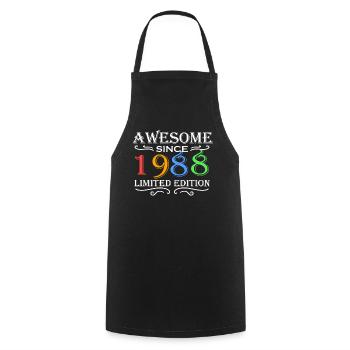 1988 - Born 1988 - Cooking Apron - black - Front - AI Model Male 185 dark (185cm)