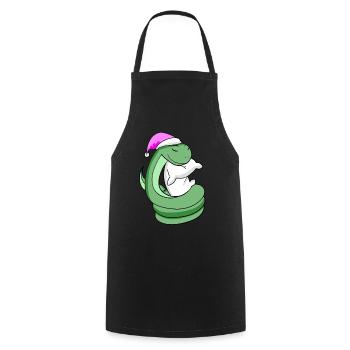Snake with pillow and sleeping cap - Cooking Apron - black - Front - AI Model Male 185 dark (185cm)