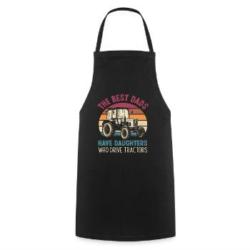 Farmer Tractor Papa Daughter Gift - Cooking Apron - black - Front - AI Model Male 185 dark (185cm)