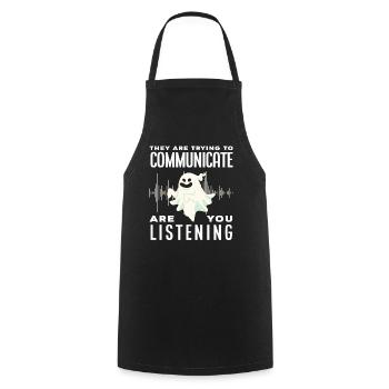 Ghosts Communicate Ghost Hunting - Cooking Apron - black - Front - AI Model Male 185 dark (185cm)