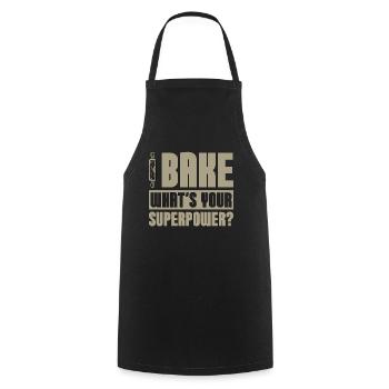 Baker Bake What's Your Superpower Baking Bakery - Kochschürze - Schwarz - Vorne - AI Model Male 185 dark (185cm)