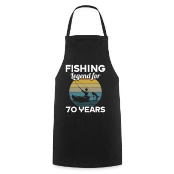 Cette légende de la pêche a 70 ans 70 anniversaire - Tablier de cuisine - noir - Devant - AI Model Male 185 dark (185cm)