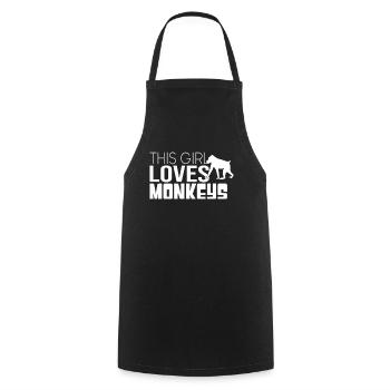 This girl loves monkeys - Cooking Apron - black - Front - AI Model Male 185 dark (185cm)