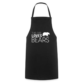 This girl loves bears - Cooking Apron - black - Front - AI Model Male 185 dark (185cm)