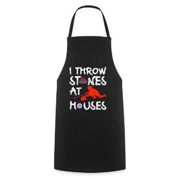 I Throw Stones At Houses Funny Curling - Kochschürze - Schwarz - Vorne - AI Model Male 185 dark (185cm)