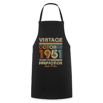 Vintage Aged To Perfection October 1951 - Cooking Apron - black - Front - AI Model Male 185 dark (185cm)