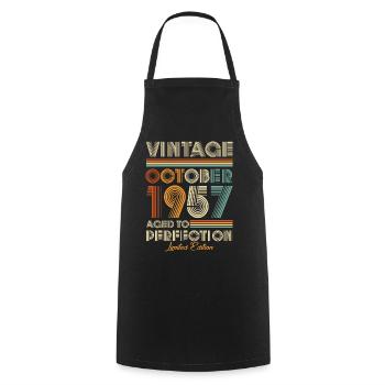 Vintage Aged To Perfection October 1957 - Cooking Apron - black - Front - AI Model Male 185 dark (185cm)
