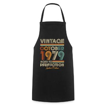 Vintage Aged To Perfection October 1979 - Cooking Apron - black - Front - AI Model Male 185 dark (185cm)