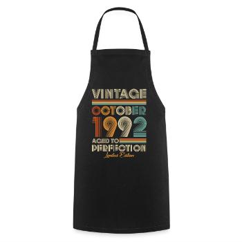 Vintage Aged To Perfection October 1992 - Cooking Apron - black - Front - AI Model Male 185 dark (185cm)