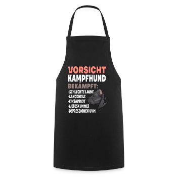 Vorsicht Kampfhund Lustiger Hundespruch - Kochschürze - Schwarz - Vorne - AI Model Male 185 dark (185cm)