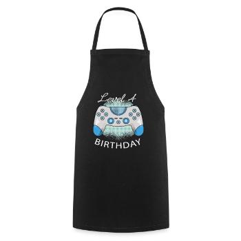 Niveau 4 Cadeau d’anniversaire de jeu - Tablier de cuisine - noir - Devant - AI Model Male 185 dark (185cm)