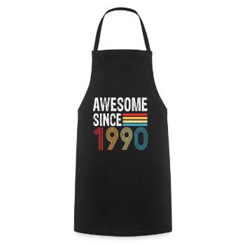 Awesome Since 1990 Geburtstag 1990 Vintage 1990 - Kochschürze - Schwarz - Vorne - AI Model Male 185 dark (185cm)