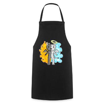 Cat Cat Breed Egyptian Mau Angel and Devil - Cooking Apron - black - Front - AI Model Male 185 dark (185cm)