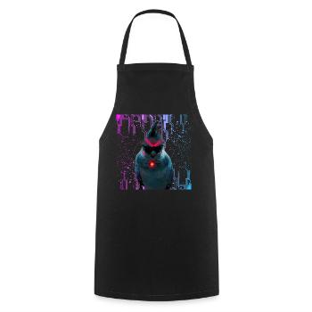 Cyber Cockatiel Neon Bloom - Tablier de cuisine - noir - Devant - AI Model Male 185 dark (185cm)