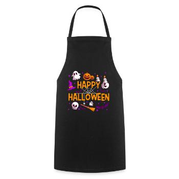 Happy Halloween Pumpkin Lantern Ghost Ghost - Cooking Apron - black - Front - AI Model Male 185 dark (185cm)