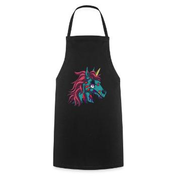 Zombiecorn Zombie Licorne Gothique Gothique Halloween - Tablier de cuisine - noir - Devant - AI Model Male 185 dark (185cm)