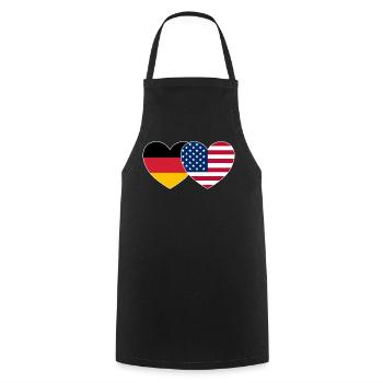 Germany USA Flag Heart - Cooking Apron - black - Front - AI Model Male 185 dark (185cm)
