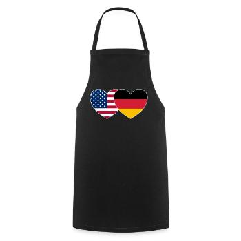 USA Germany Flag Heart - Cooking Apron - black - Front - AI Model Male 185 dark (185cm)