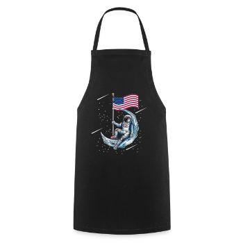 Mondlandung USA Amerika Flagge Mond Weltraum Fan - Kochschürze - Schwarz - Vorne - AI Model Male 185 dark (185cm)