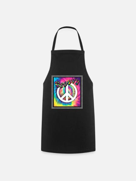 Hippie Peace Groovy Flowerpower Boho Woodstock - Kochschürze - Schwarz