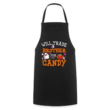 Échanger un frère contre Candy Pumpkin Halloween - Tablier de cuisine - noir - Devant - AI Model Male 185 dark (185cm)