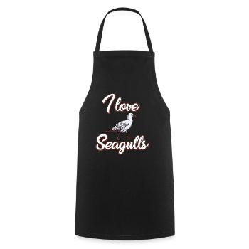 J’adore les mouettes - Tablier de cuisine - noir - Devant - AI Model Male 185 dark (185cm)