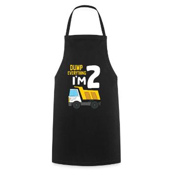 Dump Everything I’m 2 Anniversaire Construction 2ème - Tablier de cuisine - noir - Devant - AI Model Male 185 dark (185cm)