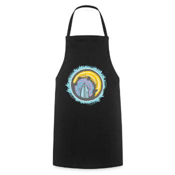 Abstract Surfer Motif on Colored Backdrop - Cooking Apron - black - Front - AI Model Male 185 dark (185cm)