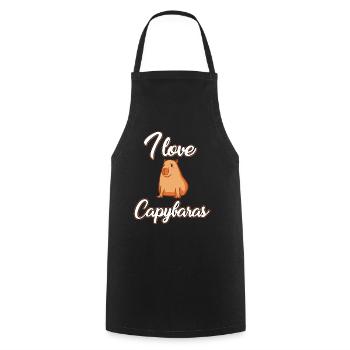 J’adore les capybaras - Tablier de cuisine - noir - Devant - AI Model Male 185 dark (185cm)