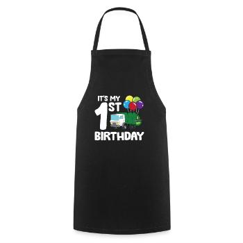 Garbage Truck It's My 1st Birthday Garbage Day 1 - Cooking Apron - black - Front - AI Model Male 185 dark (185cm)